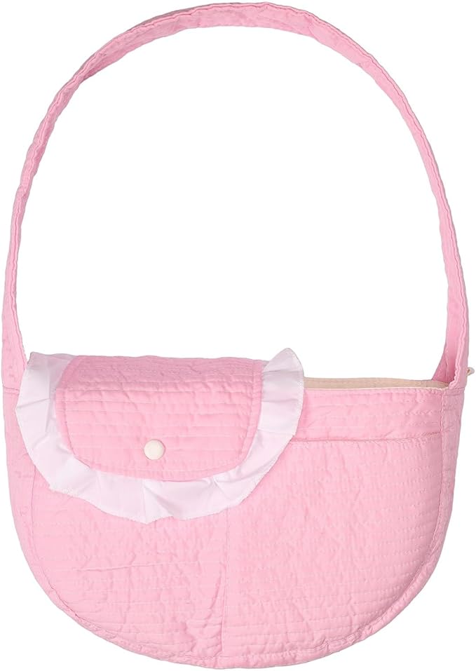 Pet Sling Carrier for Small Dogs ANG cat 3-8lbs, Breathable Cotton Dog or Cats Purse Carrier with Storage Pocket,for mom Gifts Hand Free Travel Chest Cat Sling Light Pink (Pink)