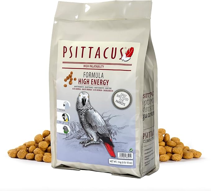 Psittacus High Energy 6.6 lb | Complete Pellet Diet for African Greys, Macaws and Other African Parrots | Premium Food for Birds, 100% no-GMO
