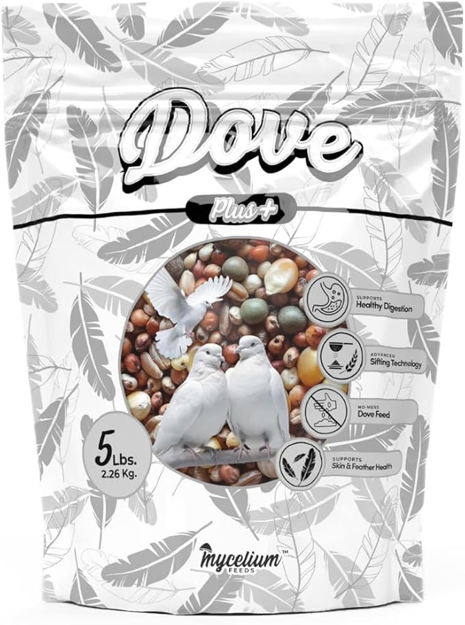 Mycelium Dove Plus Wild Bird Food (5 LB Bag) | Premium Bird Seed Mix for Doves, Pigeons & Ground-Feeding Birds | Supports Healthy Digestion | Organic, Non-GMO & Made in USA