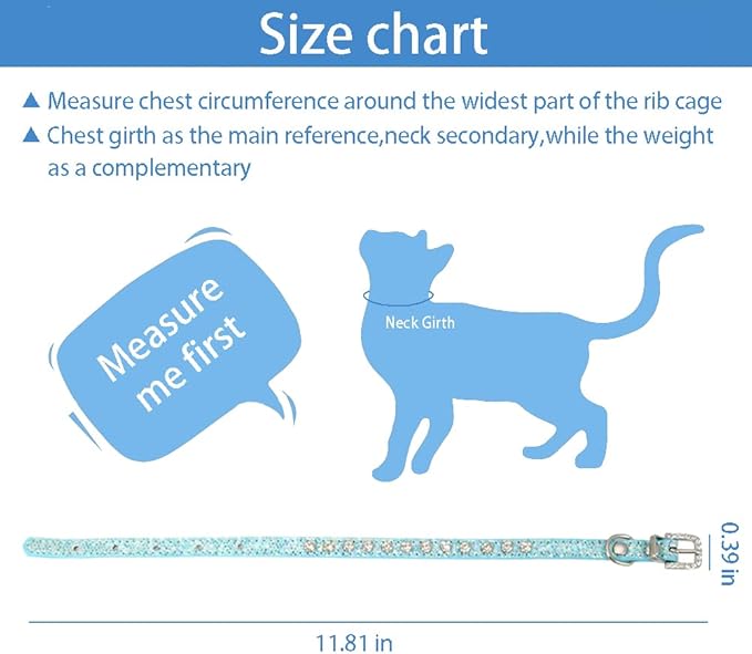 2 Pack Cat Collar Rhinestone Bling Cute Cat Collars Accessories for Pet Collars Adjustable Ideal for Girl Cats Male Cats(Silvery Blue)