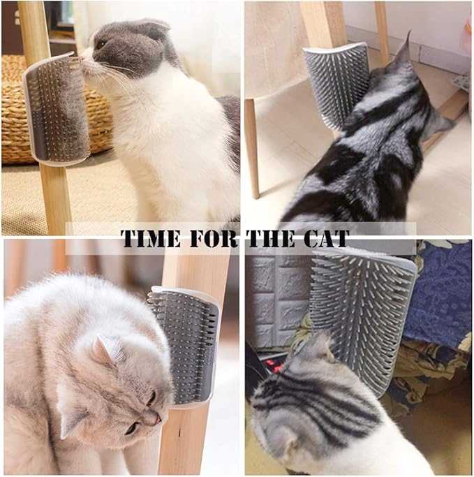 IMISNO Cat Self Groomer Toy Wall Corner Massage Comb Perfect Massager Brush with Catnip (4 PCS Gray)