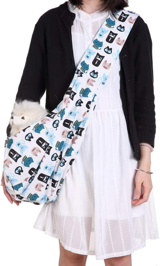 Double-Layer Adjustable Pet Carrier Sling Bag for Large Dogs and Cats, Reversible Design, Dog mom Gifts,Navy and Pink (White)