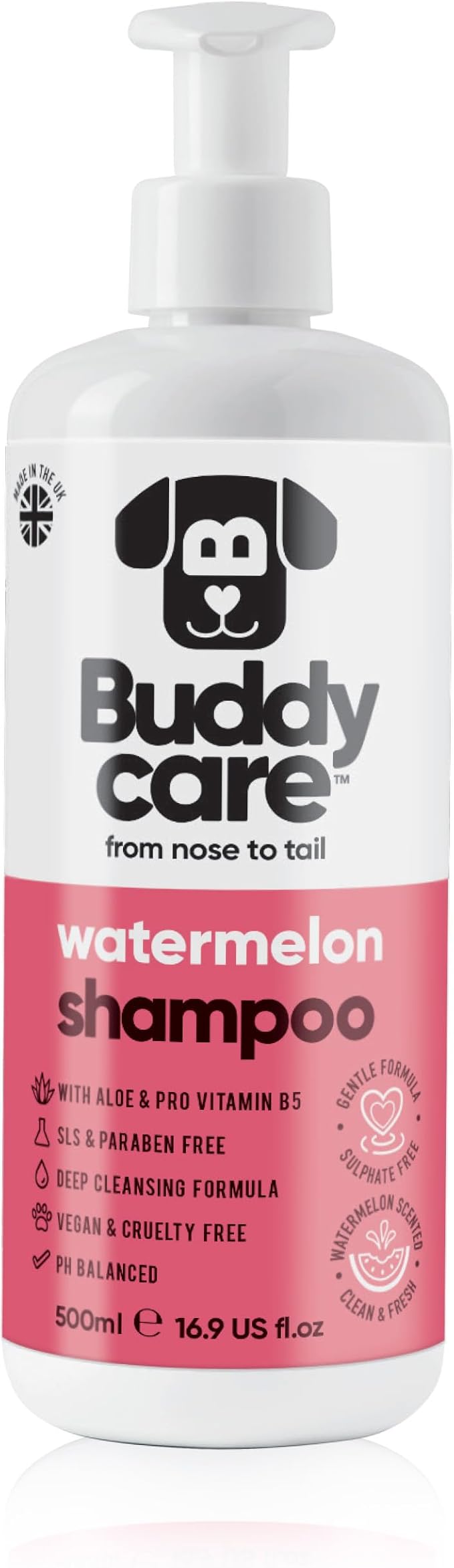 Watermelon Dog Shampoo by Buddycare | Dry Skin & Itchy Skin Relief for Smelly Dogs | Deep Cleansing Shampoo for Dogs Puppy Sensitive Skin | Dog Shampoo & Conditioner | with Aloe & Vitamin B5 (16.90oz)
