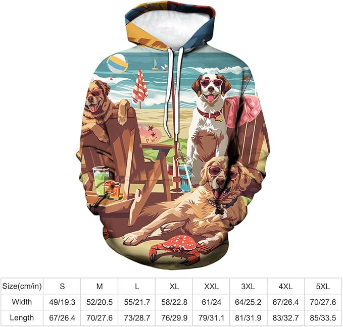 Unisex Adults 3D Dog Cat Printed Hoodies for Men Women Pullover Novelty Sweatshirts with Pockets