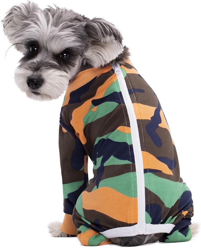 Camo Dog Recovery Suit Female Male For Small Medium Dogs,Dog Surgical Recovery Suite Bodysuit After Surgery Zipper On Back Puppy Cat Long Sleeve Onesies Bodysuit After Surgery Wound Protective