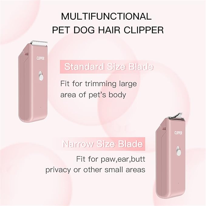 2-in-1 Professional Dog Grooming Kit - Low Noise, Waterproof, USB Rechargeable, and Safe Ceramic Blade - Gift for Dogs and Cats (Pink)
