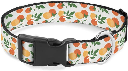 Orange White Flower Dog Collar Pet Neck Strap for Small Medium Large Dogs Soft Adjustable Buckle