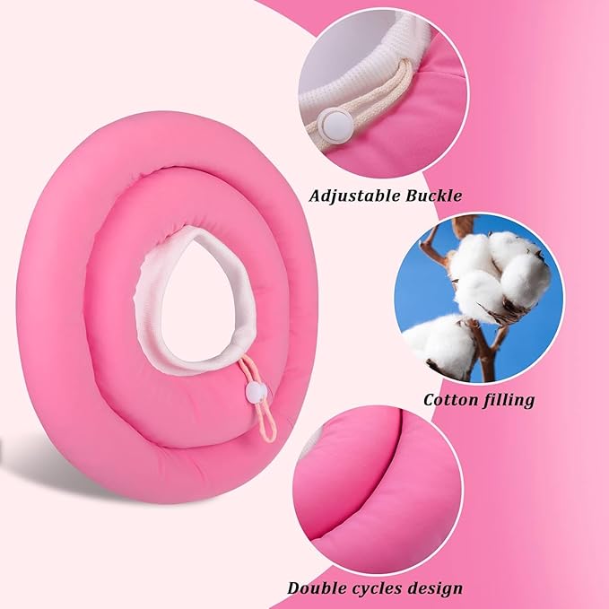 IDOMIK Dog Recovery Collar, Waterproof Soft Dog Cone After Surgery, Comfy Protective Elizabethan Collar Alternative for Dogs Cats, Adjustable Pet Neck Donut Cone Anti-Licking Biting Wounds,RoseRed,3XL