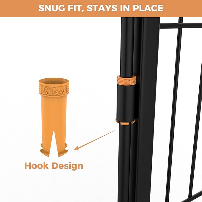 FXW Dog Playpen Accessories - Muffler Tubes, Compatible Rollick/Instant Dog Playpen (Replacement for HomePlus/Dog Gate) (32PCS, Orange) │ Patented