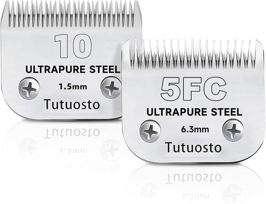 Clipper Blades Pet Grooming Clipper Replacement Blades Detachable Blade Compatible with andis/wahl/Oster Dog Clippers (10#&5FC)