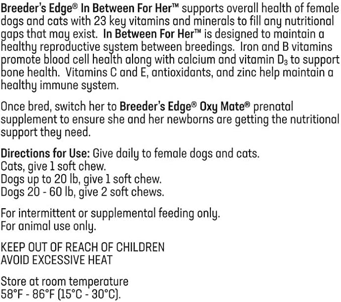 Revival Animal Health Breeder's Edge in Between for Her, Female Multivitamin for Cat/Small Dog- 360 ct