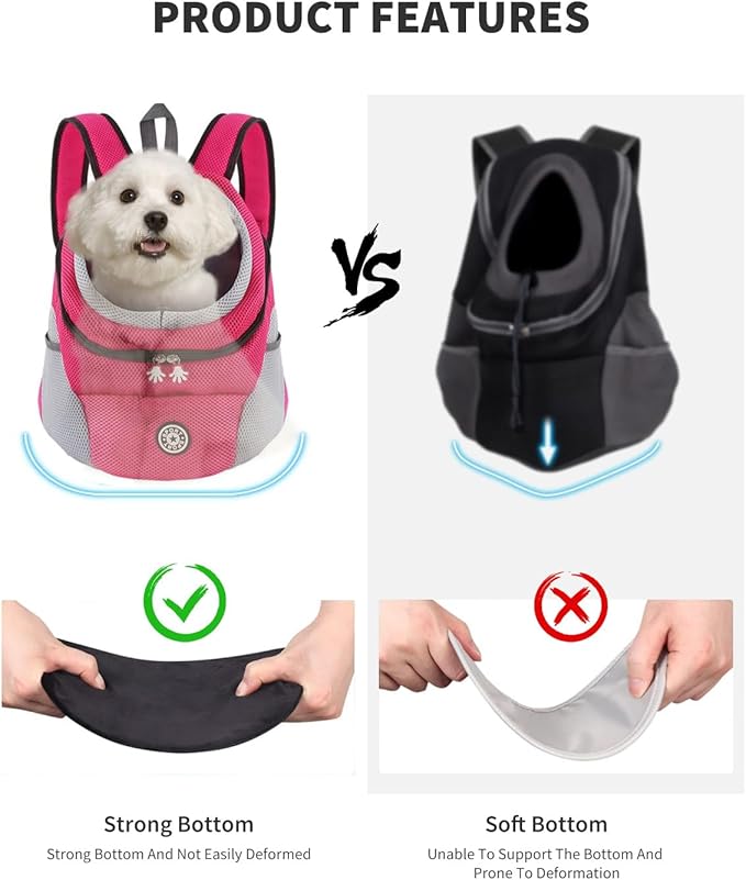 Pet Carrier Backpack,Breathable Dog Backpack Carrier with Adjustable Straps,Side Storage Pockets,Dog Head-Out Backpacks with Safety Belt,Puppy Front and Back Carriers for Small Dogs Cats