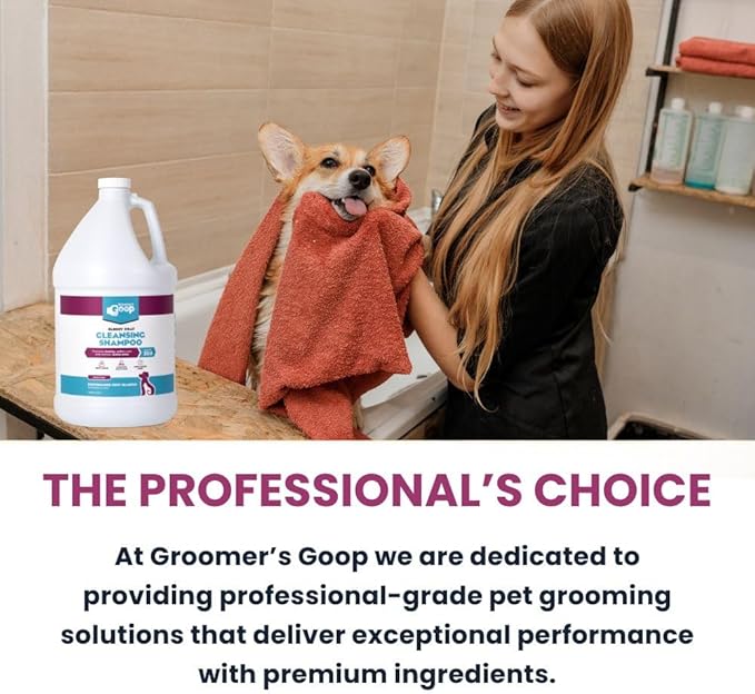 Groomer’s Goop Glossy Coat Pet Shampoo - Deep Cleansing Formula Enhances Shine & Luster in Dog & Cat Coats, Moisturizes Skin, Rich Lather - 1 Gallon Bottle