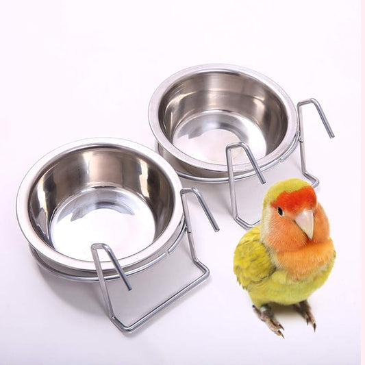 QBLEEV Stainless Steel Birdcage Feeder Bowls for Hamster Cage, 150ml, 5 oz
