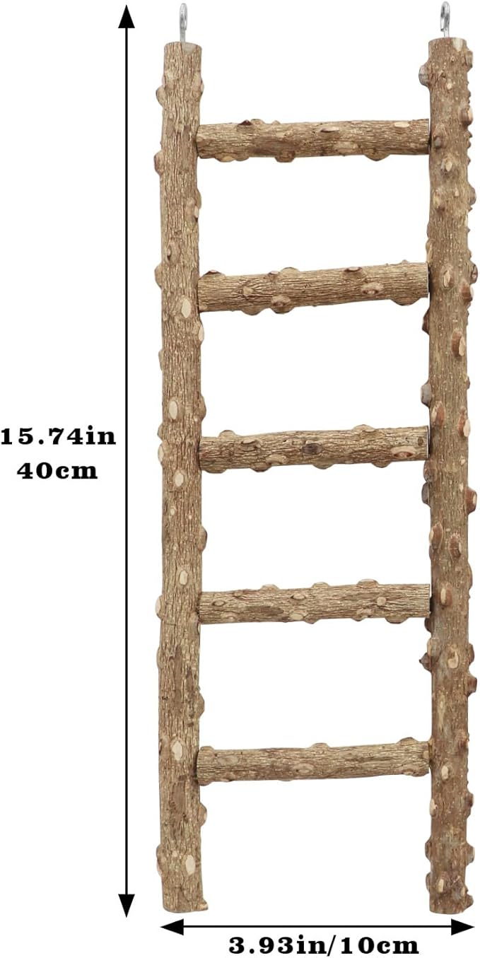 Natural Pepper Wood Parrot Ladder - Bird Climbing & Chewing Toy, Cage Accessory for Parrots, Parakeets, Cockatiels