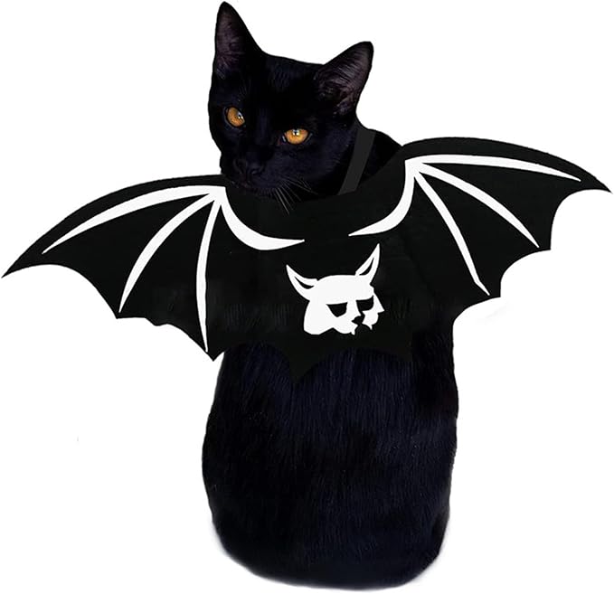 Pet Cat Bat Wings for Halloween Party Decoration, Dog Cosplay Bat Costume,Puppy and Cat Dress Up Accessories (White Ghost, Small)