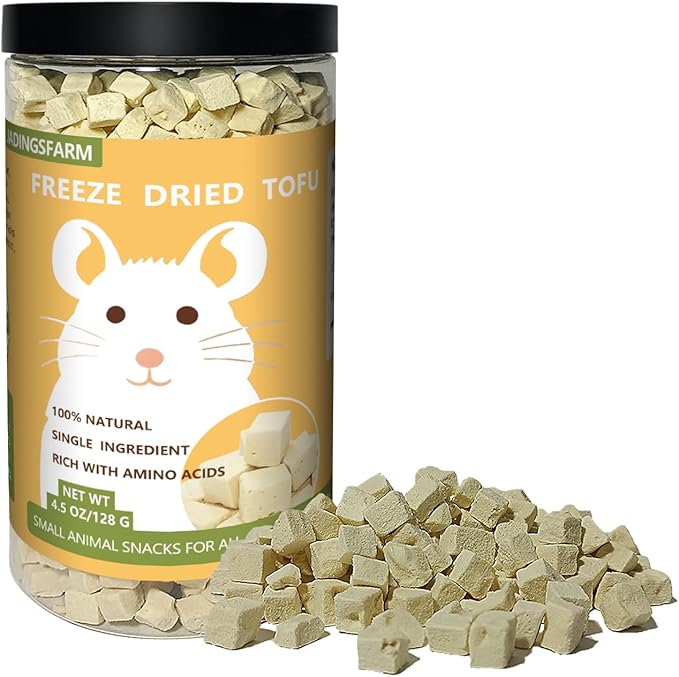 Freeze-Dried Tofu Hamster Treats, Grain-Free & Healthy Chews, High Protein Natural Snacks for Small Pets, Rabbits, Gerbils, Mice Degus, Chinchilla, 4.5 oz Pack