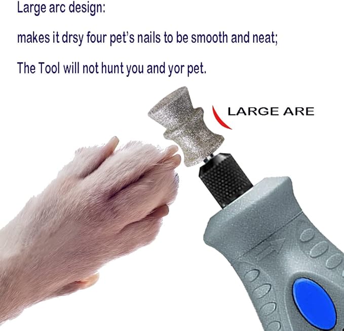 Diamond Dremel Dog Nail Grinder Bits for Rotary Tool-1/8'' Dremel Dog Nail Grinder Attachment-Pet Nail Grinder Bit Work for Animals Nail Care（Large A）