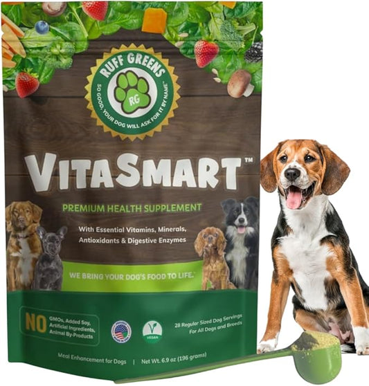 Ruff Greens - Dog Food Topper, Hip & Joint Supplement for Dogs - Probiotics Digestive Enzymes Powder for Mobility Support, Essential Vitamins & Minerals, 6.9 Ounce