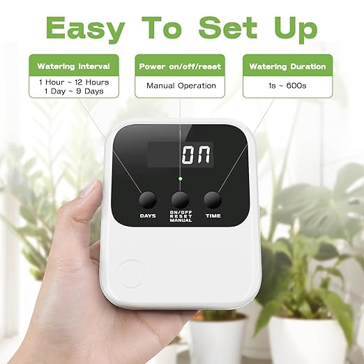 Automatic Drip Irrigation System for Garden, Outdoor Watering System for 15 Potted Plants Watering Kit, Auto Drip Irrigation Kit Programmable Water Timer for Indoor Outdoor Use