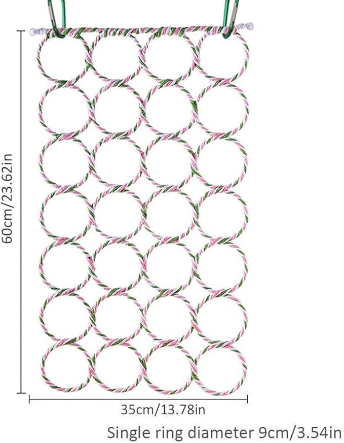 Bird Rat Climbing Rope Net Bird Swing, Parrot Cage Toys,Small Animal Activity Toy for Gerbil,Swing Hanging Play with Mirror for Macaw African Greys Parakeet Cockatoo Lovebirds (Bird Perch)