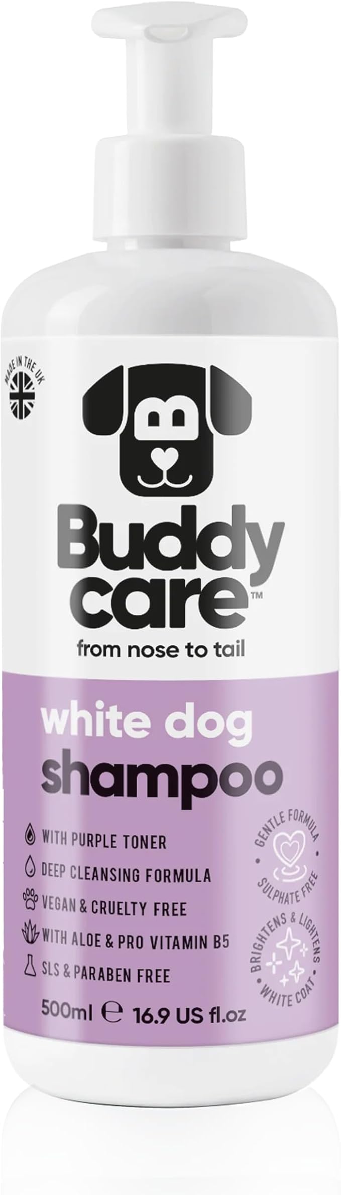 White Dog Shampoo by Buddycare | Dry Skin & Itchy Skin Relief for Smelly Dogs | Deep Cleansing Shampoo for Dogs Puppy Sensitive Skin | Dog Shampoo & Conditioner | with Aloe & Vitamin B5 (16.90oz)
