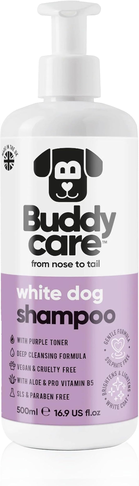 White Dog Shampoo by Buddycare | Dry Skin & Itchy Skin Relief for Smelly Dogs | Deep Cleansing Shampoo for Dogs Puppy Sensitive Skin | Dog Shampoo & Conditioner | with Aloe & Vitamin B5 (16.90oz)