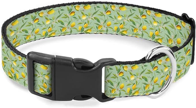 Yellow Lemon Fruit Green Leaf Dog Collars Soft Adjustable Collar Strap for Small Medium Large Dogs Cats Pet