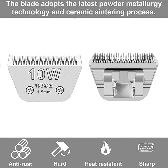 Wide Blades for Dog Grooming Blades Compatible with Andis Dog Clippers,Size #10W+30W+5FW+7FW Dog Clipper Blades Compatible with Oster A5,Wahl km10 Dog Clippers,Stainless-Steel Blade Sharp
