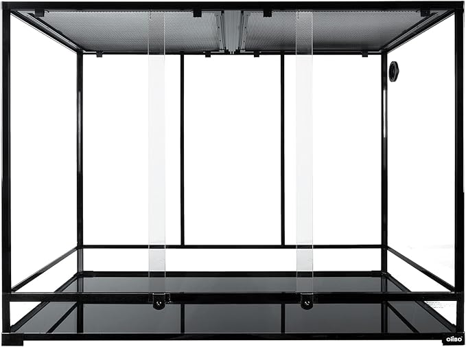 OIIBO 180 Gallon Large Reptile Terrarium, 48" x 24" x 36" Glass Reptile Tank Tall & Wide Terrarium Tank with Double Sliding Door Top Screen Ventilation Habitat