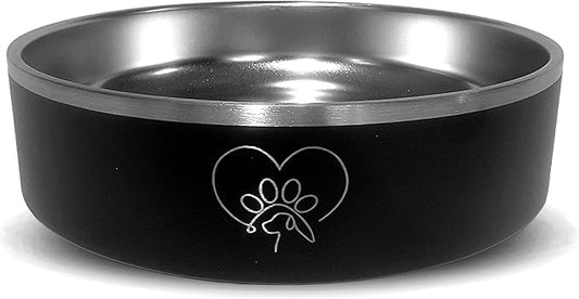 9 Tails Watering Hole- Stainless Steel Dog Bowl, Insulated Dog Bowls, Non Slip, Diswasher Safe, Cats, Dog Food Bowls, Dog Water Bowl, Puppy Dog Bowl for Small Medium Dogs (Black, 18 oz)