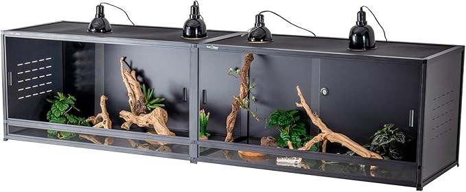 PVC Reptile Enclosure 80x16x16inch Large Reptile TerrariumTempered Glass Doors Habitat 88 Gallon for Bearded Dragon Gecko Lizard Snake, Wide Breeding Lounge Vivarium Area with Combination Lock