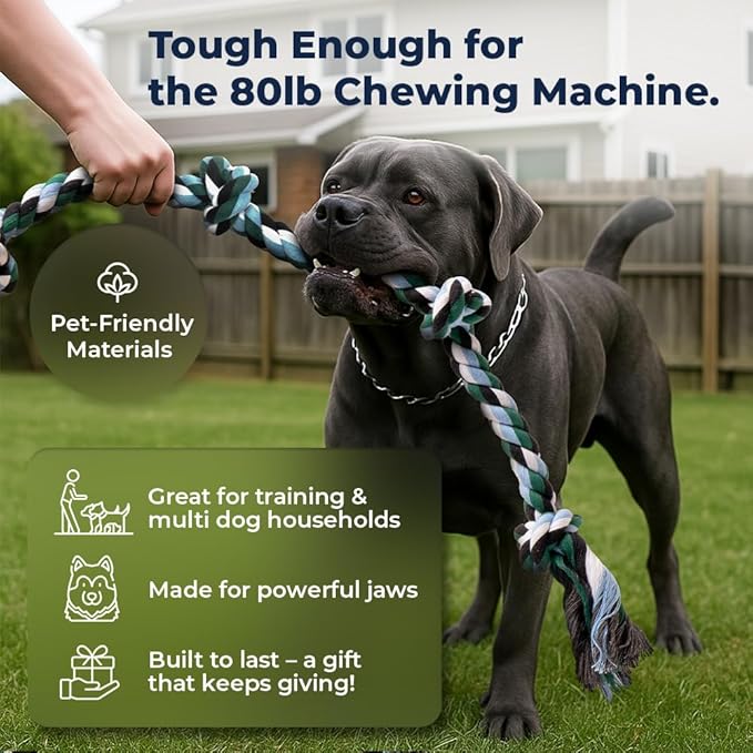 Giant Dog Rope Toys for Extra Large Dogs - 42 Inch, 6 Knot Tough Rope Chew Toys for Large Dogs - Benefits Non-Profit Animal Rescue - Indestructible Dog Toy for Aggressive Chewers (2 Pack)