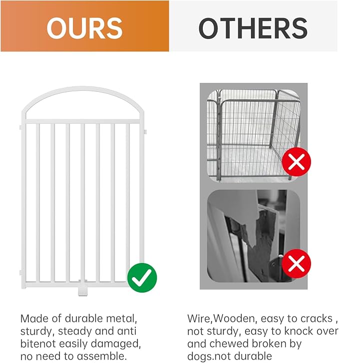 2 Panles Full Matel Freestanding Dog Gates with Door, 48"Extra Wide 32"Tall Free Standing Dog Pet Gate for Indoor & Outdoor. Foldable Pet Fences for Doorways, House, Stairs, Porch, Deck, Yard
