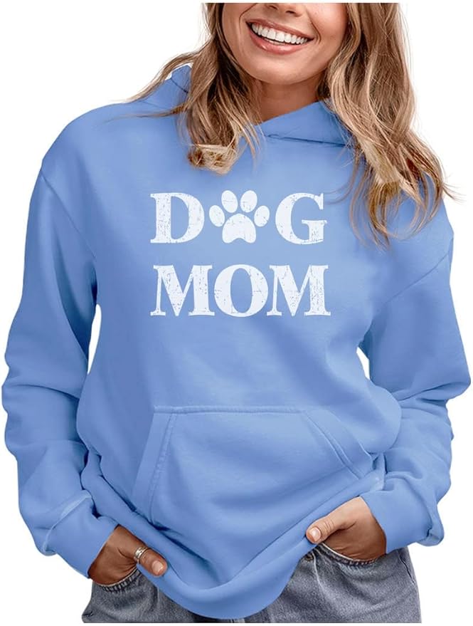 Tstars Dog Mom Hoodie for Women and Teen Girls - Dog Lover Hoodies with Paw Print - Gift for Fur Moms and Pet Owners