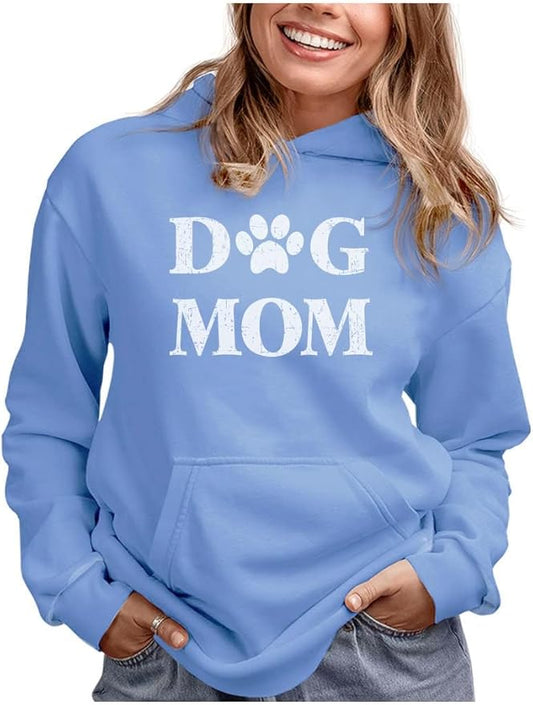 Tstars Dog Mom Hoodie for Women and Teen Girls - Dog Lover Hoodies with Paw Print - Gift for Fur Moms and Pet Owners