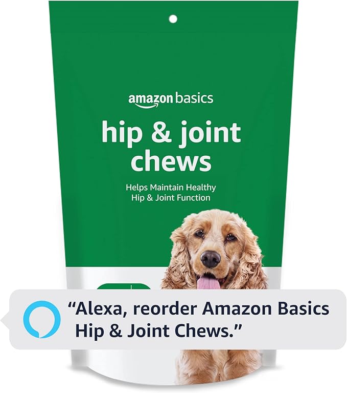 Amazon Basics Dog Hip & Joint Daily Supplement Chews with Glucosamine, MSM, and Vitamin C, Duck Flavored, 120 Count (Previously Solimo)