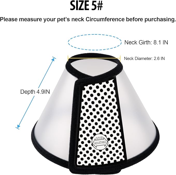Depets Adjustable Recovery Pet Cone E-Collar for Cats Puppy Rabbit, Plastic Elizabeth Protective Collar Wound Healing Practical Neck Cover, Neck Girth 8.1 in