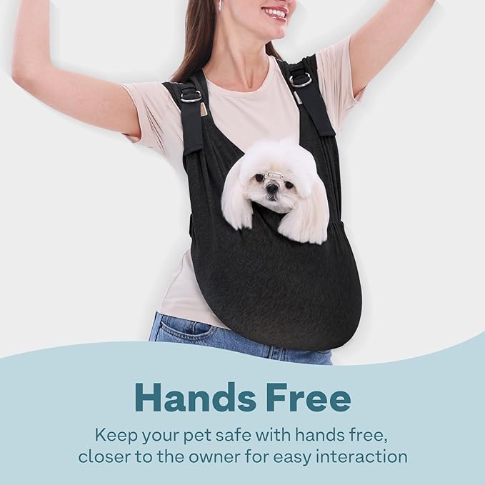 Supet Dog Carrier Sling for Small Dogs, Front Facing Cat Sling Carrier Chest, Hands Free Pet Sling Carrier, Adjustable Dog Front Carrier, Reducing Back Pain