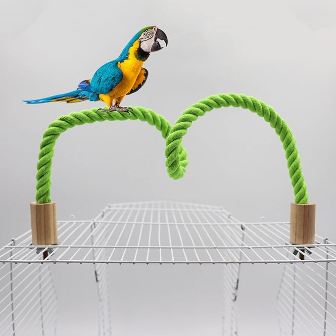 2 Pack Bird Hemp Rope Perch Swing, Bird Cage Stand Pole Accessories, Paw Grinding Standing Climbing Perch for Parrot, Parakeet, Budgies, Lovebirds (31.49 inches/80 cm)