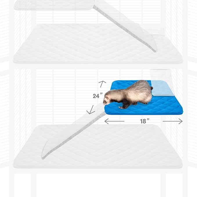 Paw Inspired Fitted Fleece Liner for Ferret Nation, Critter Nation Cage for Ferrets, Rats, Chinchillas, Hedgehogs & Other Small Animals (Blue, Shelf Liner)