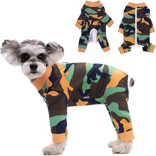 Camo Dog Recovery Suit Female Male For Small Medium Dogs,Dog Surgical Recovery Suite Bodysuit After Surgery Zipper On Back Puppy Cat Long Sleeve Onesies Bodysuit After Surgery Wound Protective