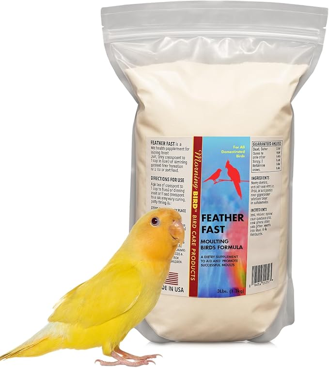 Morning Bird Feather Fast 3 lbs – Multi-Vitamin During Molt - Molting Support Supplement for Bird – Amino Acid & Vitamin Powder Formula– Promotes Feather Growth, and Full Plumage – for All Adult Birds
