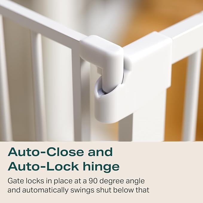 Cumbor 29.7-40.6" Baby Gate for Stairs, Mom's Choice Awards Winner-Dog Gate for Doorways, Pressure Mounted Self Closing Pet Gates for Dogs Indoor, Durable Safety Child Gate with Easy Walk Thru Door