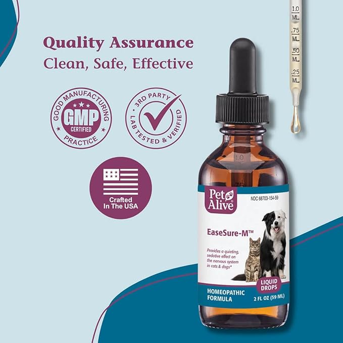 PetAlive EaseSure-M Calming Drops for Dogs and Cats – Natural Homeopathic Care for Nervous System Health – Supports Everyday Comfort, Reduced Muscle Twitching, and Quiet Relaxation – 59 mL Liquid