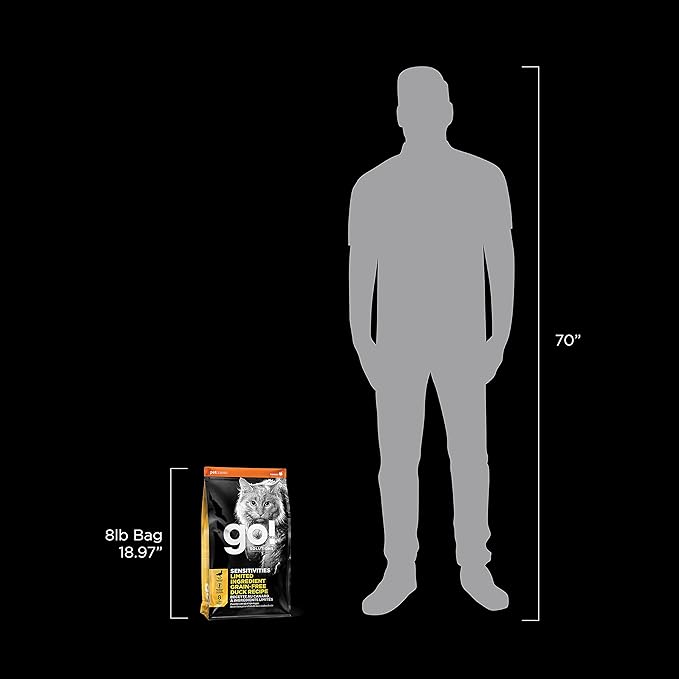 Go! Solutions Sensitivities Limited Ingredient, Grain-Free Dry Cat Food, Duck Recipe for Sensitive Stomach, 8 lb Bag