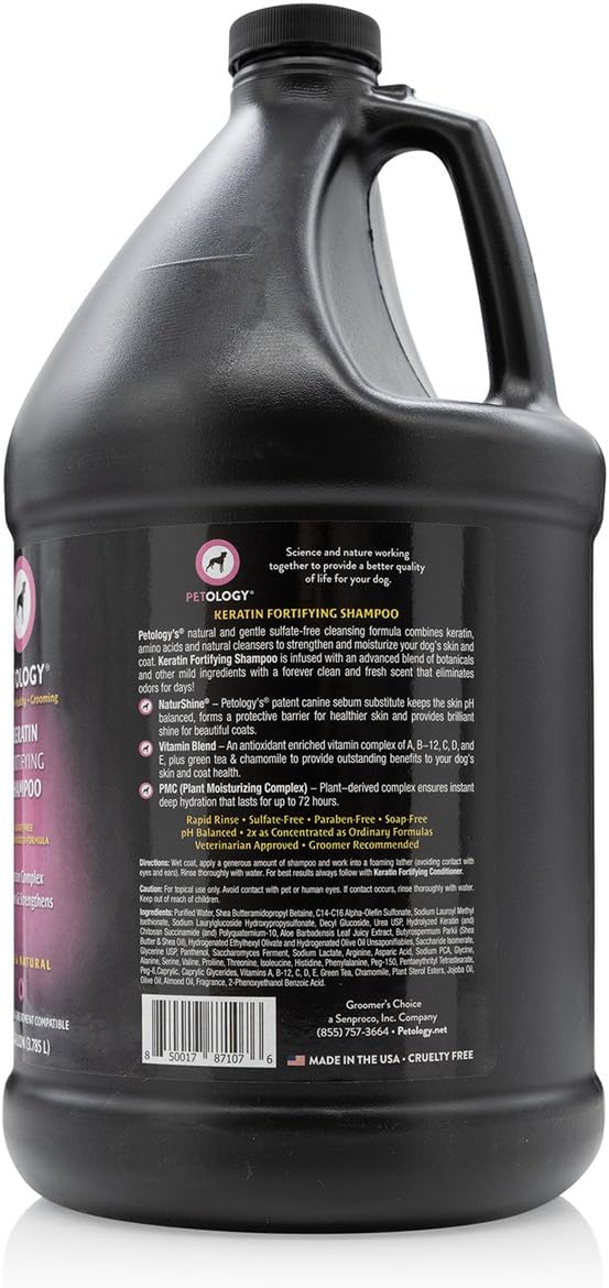 Keratin Fortifying Dog Shampoo, 1 Gallon - Natural, Gentle, Sulfate-Free, Infused with Keratin and Amino Acids to Strengthen and Moisturize Your Dog's Skin and Coat, Bulk Refill Size 128 oz