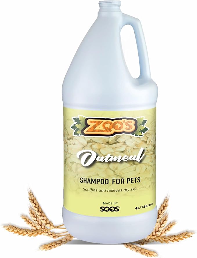 Zoo’s Pet Oatmeal Dog Shampoo for Cats and Pets Fast Absorbing Moisturize Skin Provides Relief to Dry Itchy Skin While Softening Your Pet’s Coat - 1x Dog and Cat Shampoo (4L / 1.32 gal)