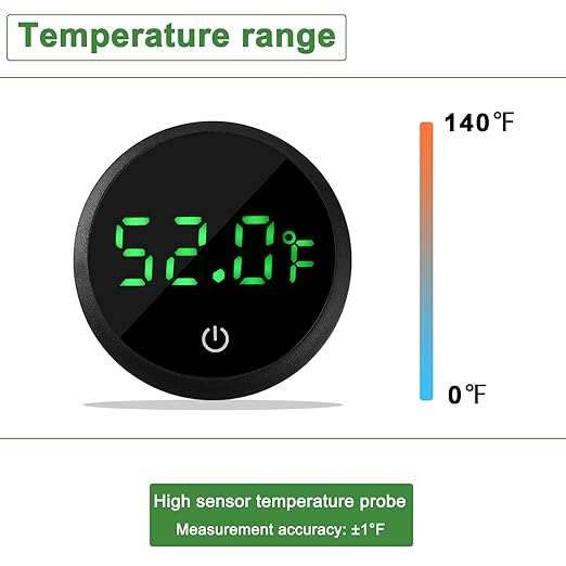 Aquarium Thermometer Digital Fish Tank Thermometer Led Display Fish Tank Temperature Gauge Accurate Thermometer to ±1℉ for Betta Axolotl Turtle Tank (with Spare Battery) 2pack
