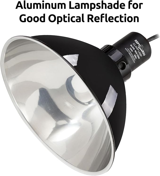 REPTI ZOO Reptile Light Fixture with Dimming Thermostat, 8.5 Inch Deep Dome Lamp Fixture with Reptile Heat Lamp Bulb Temperature Controller Reptile Dimming Thermostat Max 150W